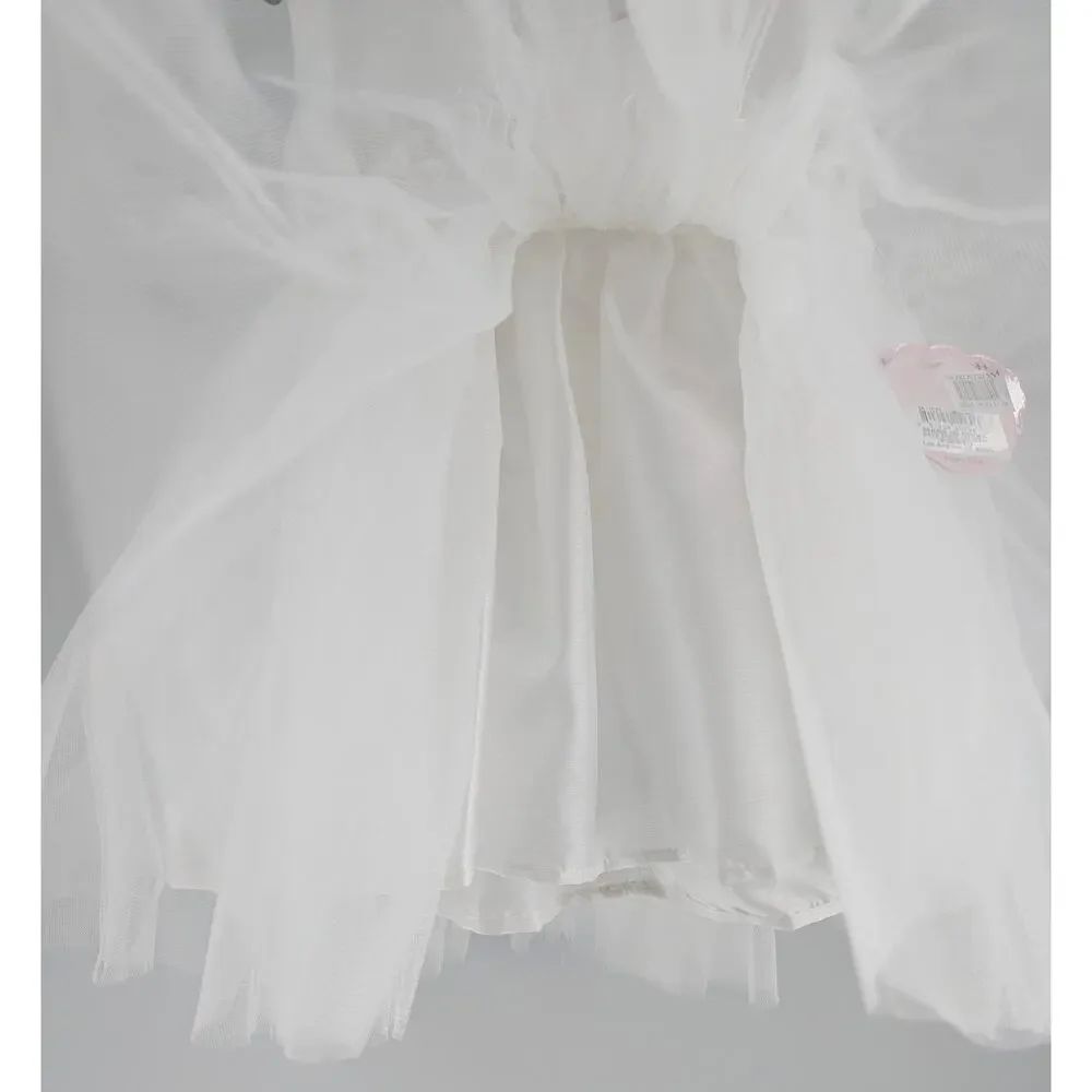 Popatu White Rosette Tulle Dress Flower Girl Fancy Size 18 Months - Picture 5 of 12